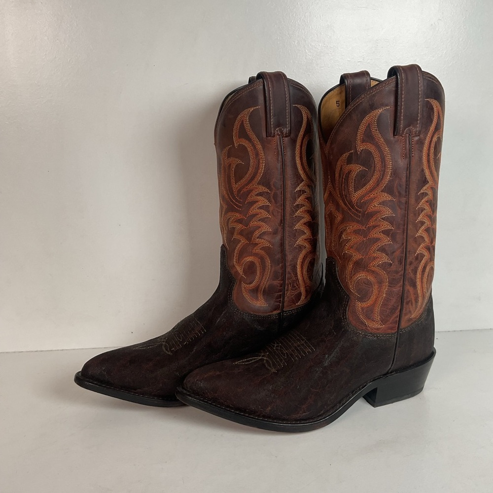 Tony Lama Men’s Vintage Chocolate Cowboy Boots 8.5 D USA Made Exotic